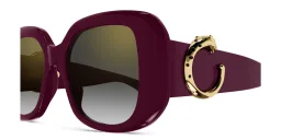 Shop Cartier Panthère de Cartier Square Sunglasses in Burgundy online.
