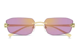 Shop Cartier Panthère de Cartier Unisex Rimless Irregular Sunglasses in Gold online.