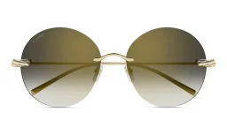 Shop Cartier Trinity Rimless Round Sunglasses in Gold online.