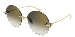 Shop Cartier Trinity Rimless Round Sunglasses in Gold online.