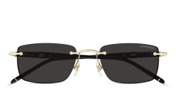 Shop MONTBLANC Meisterstück Rimless Rectangle Sunglasses in Gold online.