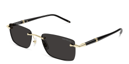 Shop MONTBLANC Meisterstück Rimless Rectangle Sunglasses in Gold online.