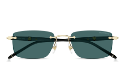 تسوق نظارات شمسية ميسترشتوك بتصميم مستطيل بدون إطار مونت بلانك بلون ذهبي لامع أونلاين.