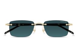 Shop MONTBLANC Meisterstück Rimless Rectangle Sunglasses in Black online.