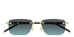 Shop MONTBLANC Meisterstück Rimless Rectangle Sunglasses in Polished Gold online.