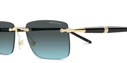 Shop MONTBLANC Meisterstück Rimless Rectangle Sunglasses in Polished Gold online.