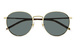 Shop MONTBLANC Meisterstück Round Sunglasses in Gold online.