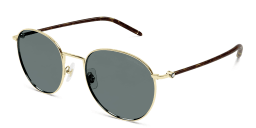 Shop MONTBLANC Meisterstück Round Sunglasses in Gold online.
