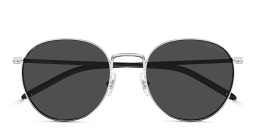 Shop MONTBLANC Meisterstück Round Sunglasses in Silver online.