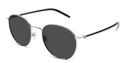 Shop MONTBLANC Meisterstück Round Sunglasses in Silver online.