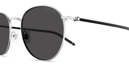 Shop MONTBLANC Meisterstück Round Sunglasses in Silver online.