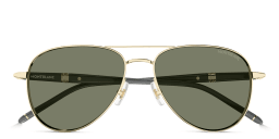 Shop MONTBLANC Meisterstück Pilot Sunglasses in Gold online.