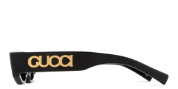Shop GUCCI Logo Signature Irregular Sunglasses in Black online.