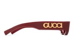 Shop GUCCI Logo Signature Irregular Sunglasses in Burgundy online.