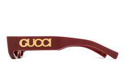 Shop GUCCI Logo Signature Irregular Sunglasses in Burgundy online.