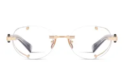 Shop BALMAIN Monsieur Unisex Rimless Round Eyeglasses in Gold online.