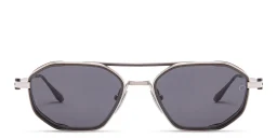 Shop AKONI Eris Two Unisex Aviator Sunglasses in Silver online.