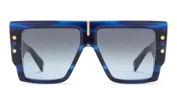 Shop BALMAIN B-Grand Unisex Oversized Square Sunglasses in Blue online.