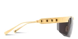 Shop BALMAIN Major Unisex Half-Rim Wide Mask Sunglasses in Gold online.