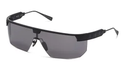 Shop BALMAIN Major Unisex Half-Rim Wide Mask Sunglasses in Black online.