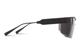 Shop BALMAIN Major Unisex Half-Rim Wide Mask Sunglasses in Black online.