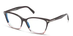 Shop TOM FORD Logo Wide Cat-Eye Eyeglasses in Dark Brown online.