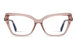 Shop TOM FORD Logo Wide Cat-Eye Eyeglasses in Shin Light Pink online.