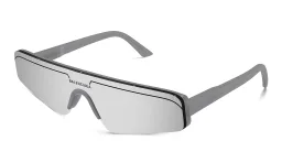 Shop BALENCIAGA Ski Unisex Wide Rimless Mask Sunglasses in Grey online.