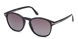 Shop TOM FORD Lewis Round Sunglasses in Shiny Black online.