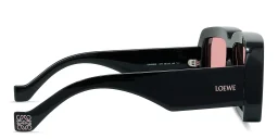 Shop LOEWE Signature Black Square Sunglasses in Black online.