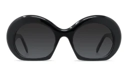 Shop LOEWE Curvy Round Sunglasses in Black online.