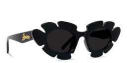 Shop LOEWE Curvy Black Cat-Eye Sunglasses in Black online.