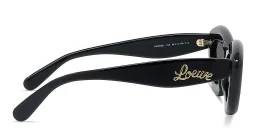 Shop LOEWE Curvy Black Cat-Eye Sunglasses in Black online.