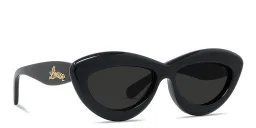 Shop LOEWE Curvy Black Cat-Eye Sunglasses in Black online.