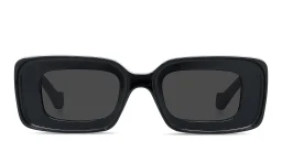 Shop LOEWE Anagram Green Rectangle Sunglasses in Black online.