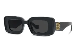 Shop LOEWE Anagram Black Rectangular Sunglasses in Black online.