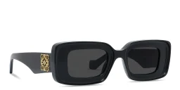Shop LOEWE Anagram Black Rectangular Sunglasses in Black online.