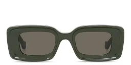 Shop LOEWE Anagram Green Rectangle Sunglasses in Solid khaky online.