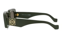 Shop LOEWE Anagram Green Rectangle Sunglasses in Solid khaky online.