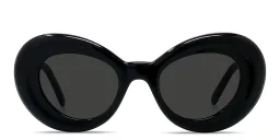 Shop LOEWE Curvy Black Butterfly Sunglasses in Solid Black online.