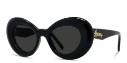 Shop LOEWE Curvy Black Butterfly Sunglasses in Solid Black online.