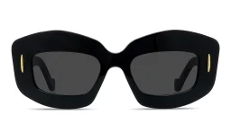 Shop LOEWE Anagram Black Rectangular Sunglasses in Solid Black online.