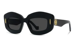 Shop LOEWE Anagram Black Rectangular Sunglasses in Solid Black online.