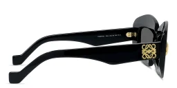 Shop LOEWE Anagram Black Rectangular Sunglasses in Solid Black online.