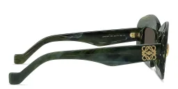 Shop LOEWE Anagram Green Rectangular Sunglasses in Green Marble online.