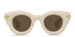 Shop LOEWE Signature Brown Pantos Sunglasses in Solid Cream online.
