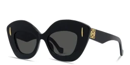 Shop LOEWE Anagram Black Cat-Eye Sunglasses in Shiny Black online.