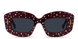 Shop LOEWE Anagram White Rectangular Sunglasses in Solid bordeaux online.