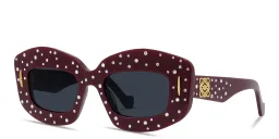 Shop LOEWE Anagram Red Rectangular Sunglasses in Solid bordeaux online.