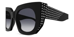 تسوق نظارات شمسية مربّعة مزيّنة بتفاصيل معدنية علايا بلون أسود أونلاين.